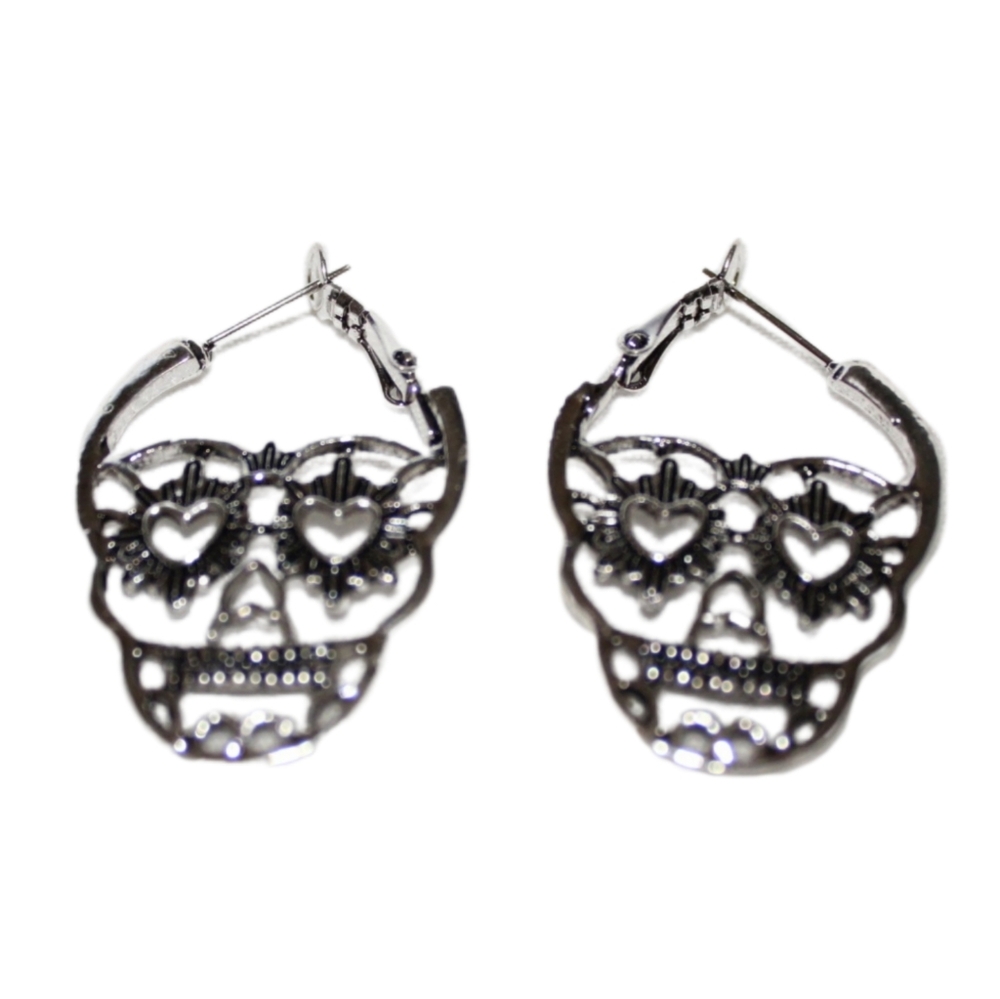 Skull Punk Hoop Earrings - Picture 16 of 16